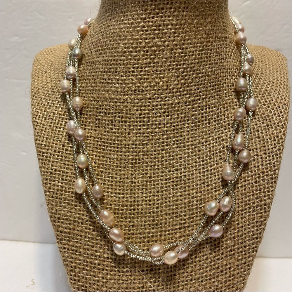 18” freshwater pearls crystal seed beads magnetic